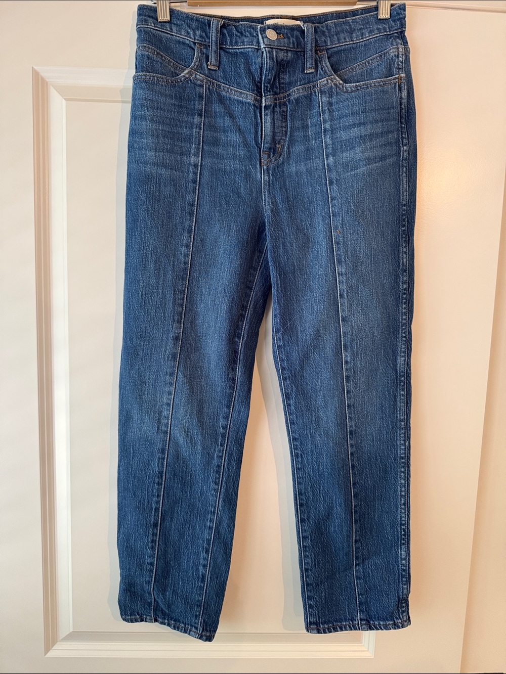 Madewell Dark Blue Classic Straight Leg Jeans Yoke Detail with Front Seams 28